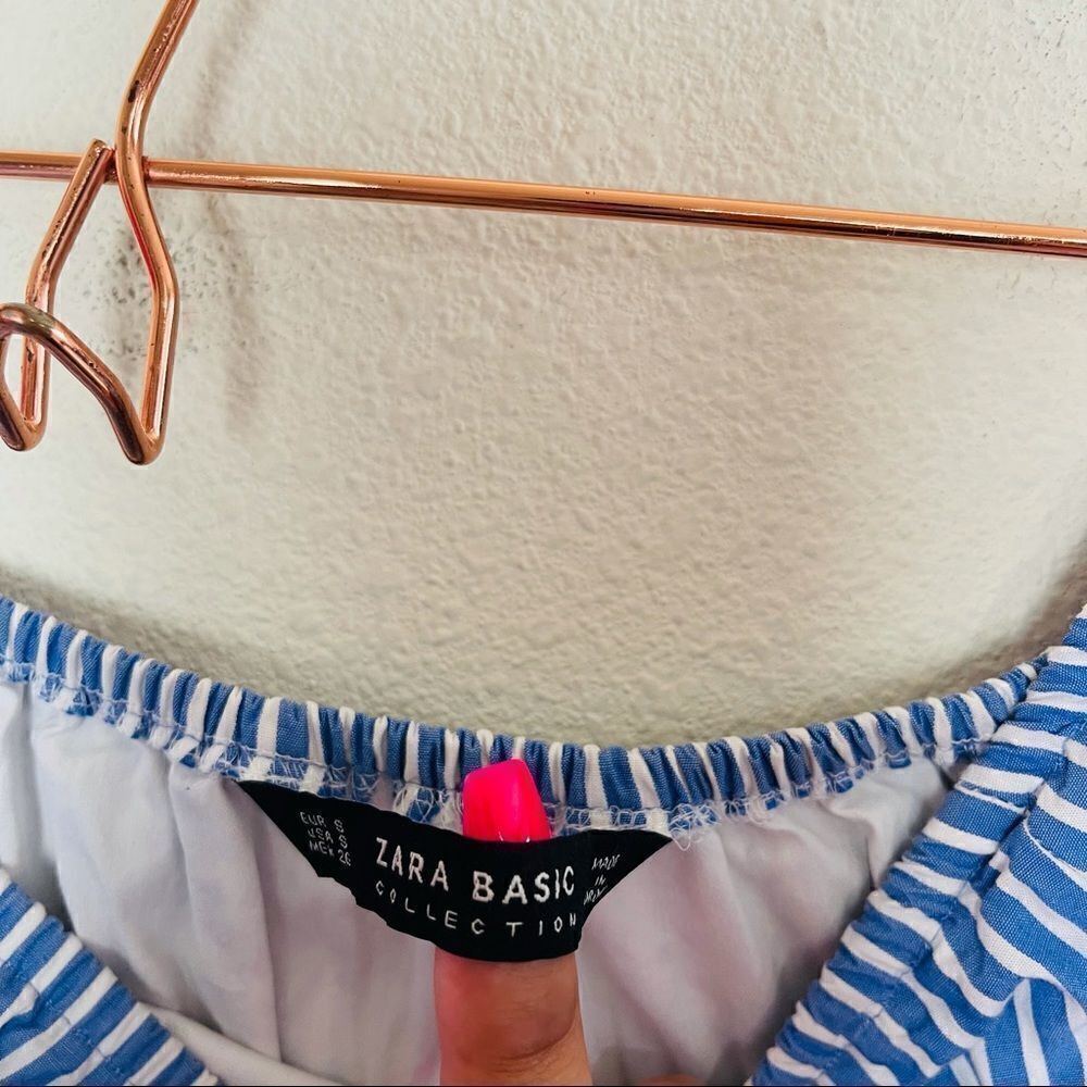 EUC Zara Blue Striped Off Shoulder Top Small - Picture 8 of 8